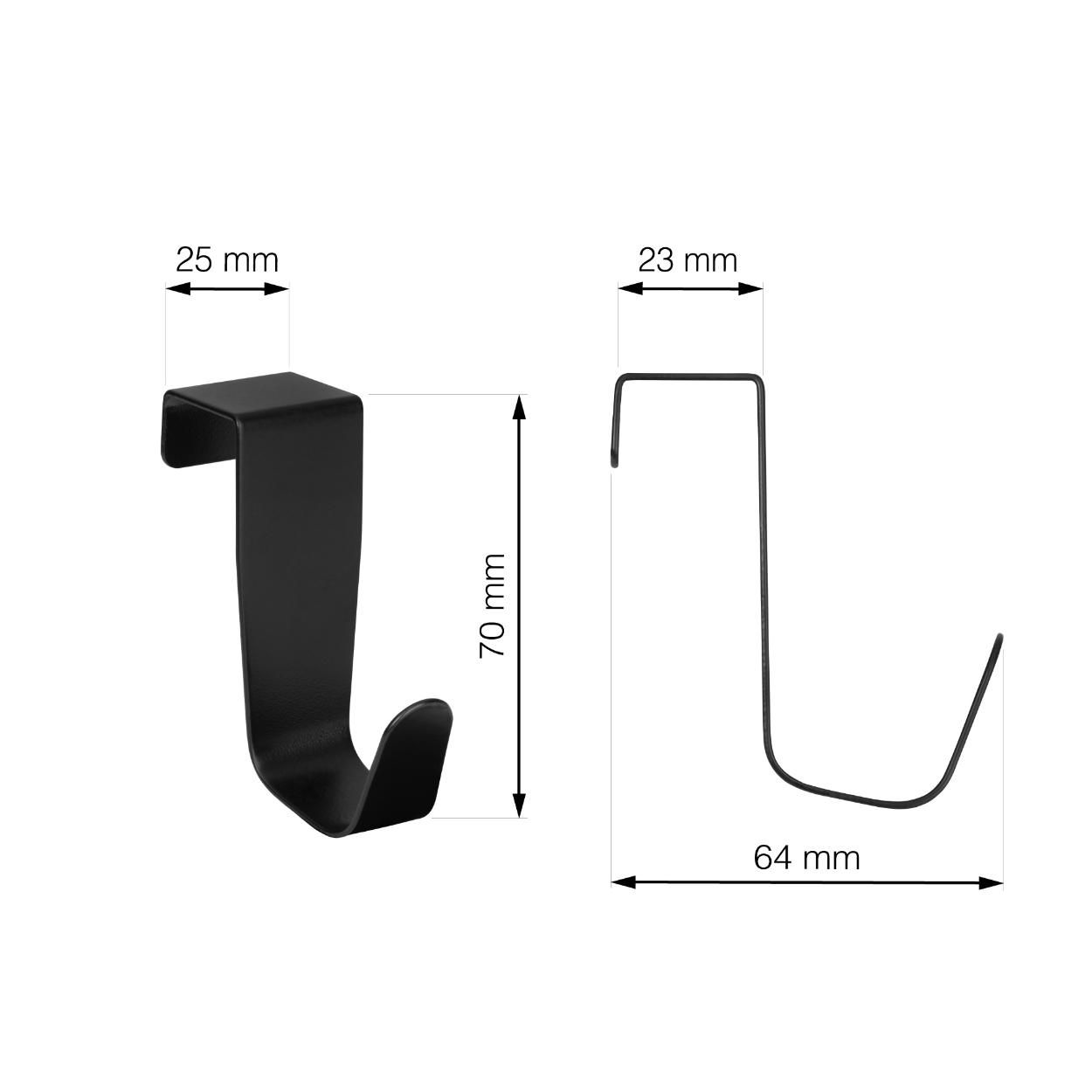 Door Hook Black Stainless Steel 2 Pack