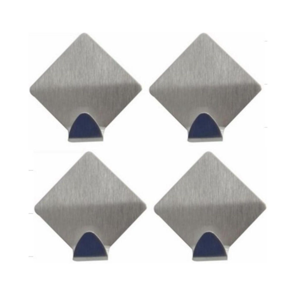 Rhombus Hook Self Adhesive Stainless Steel 4 Pack