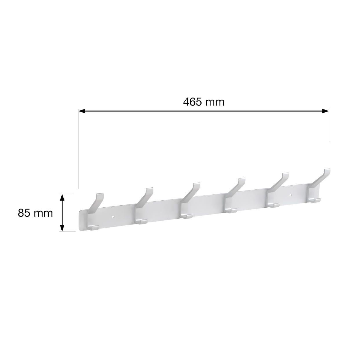 6 Hook Coat Rail - Aluminium