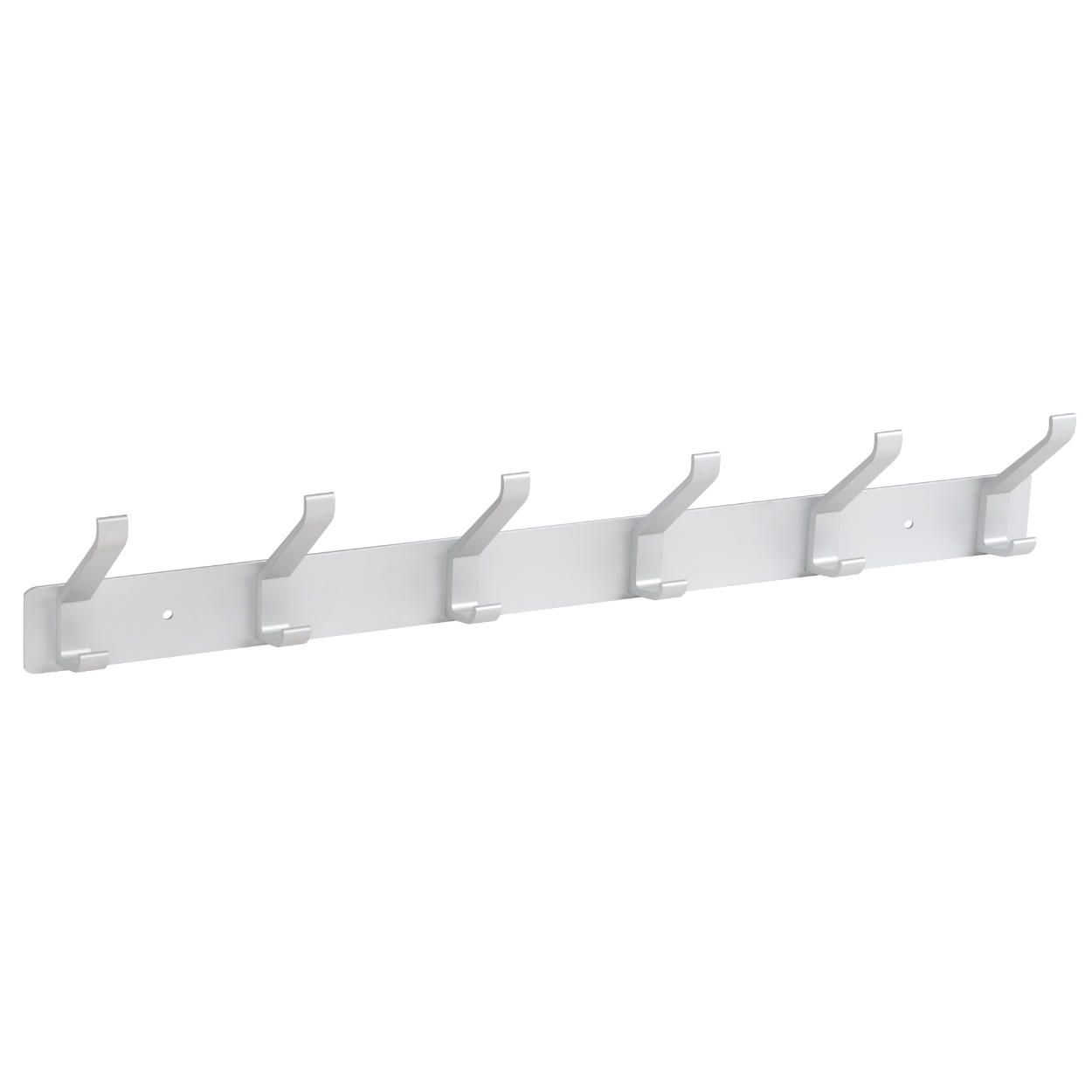 6 Hook Coat Rail - Aluminium