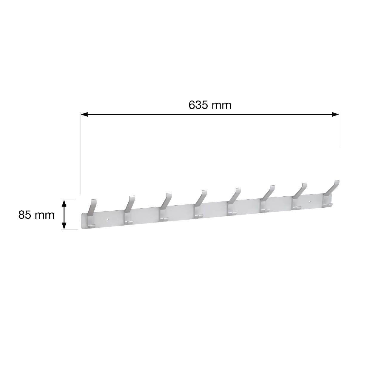 8 Hook Coat Rail - Aluminium