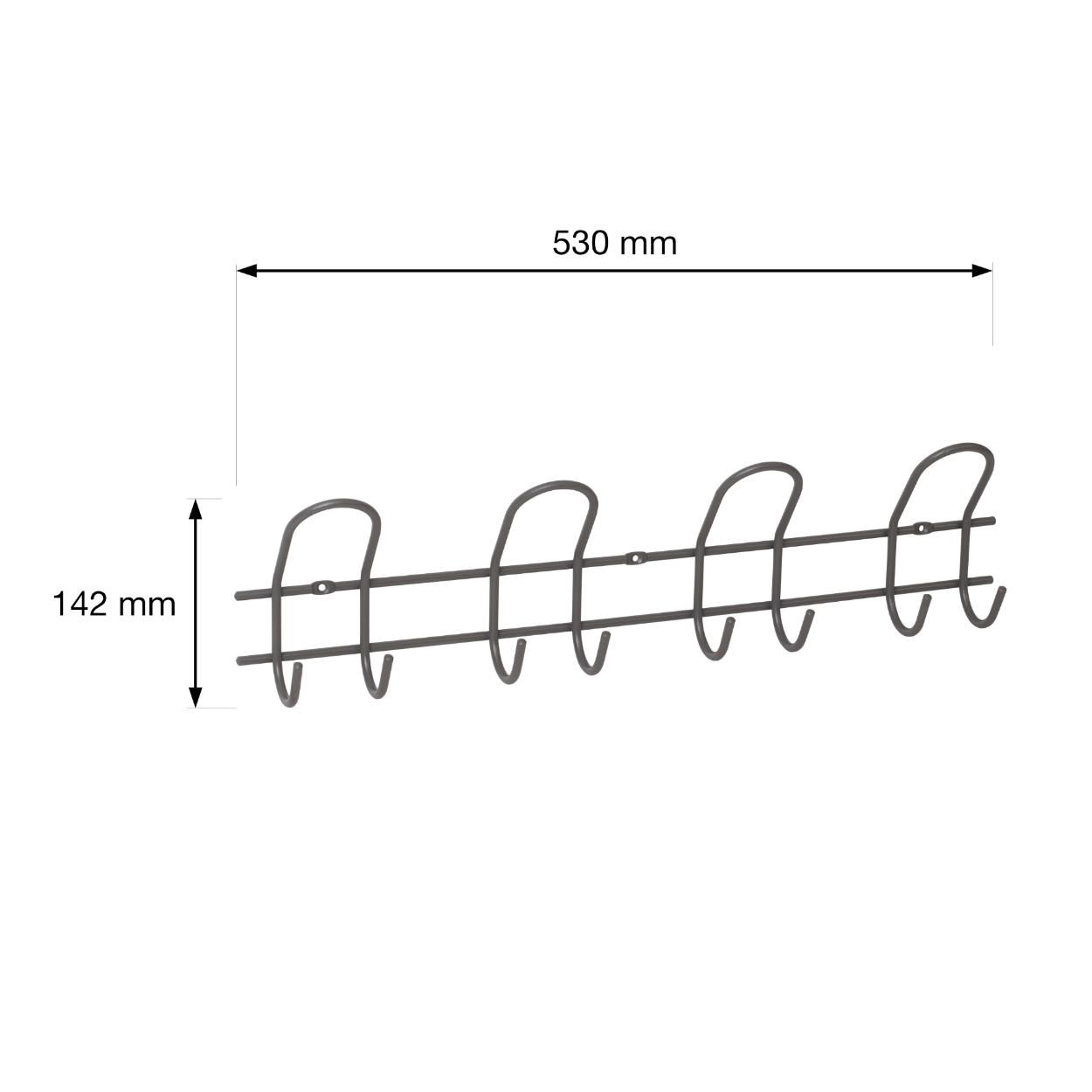 4 Double Hook Rail -Grey