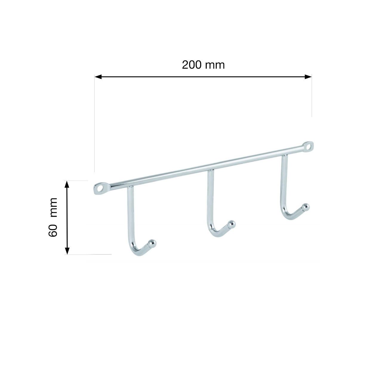 3 Hook Rail - Chrome