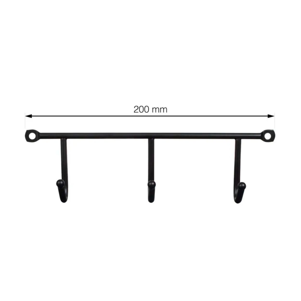 3 Hook Rail - Black