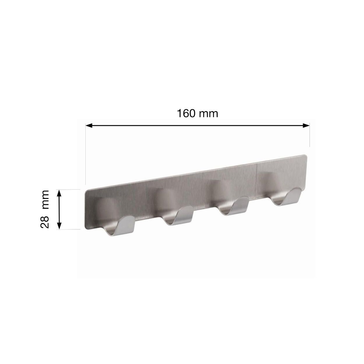 4 Hook Self-Adhesive - Stainless Steel