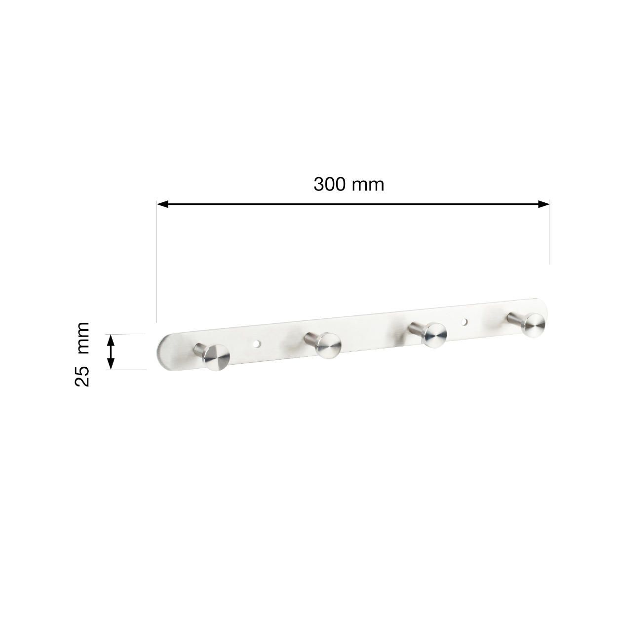 4 Round Hook Rail - Stainless Steel