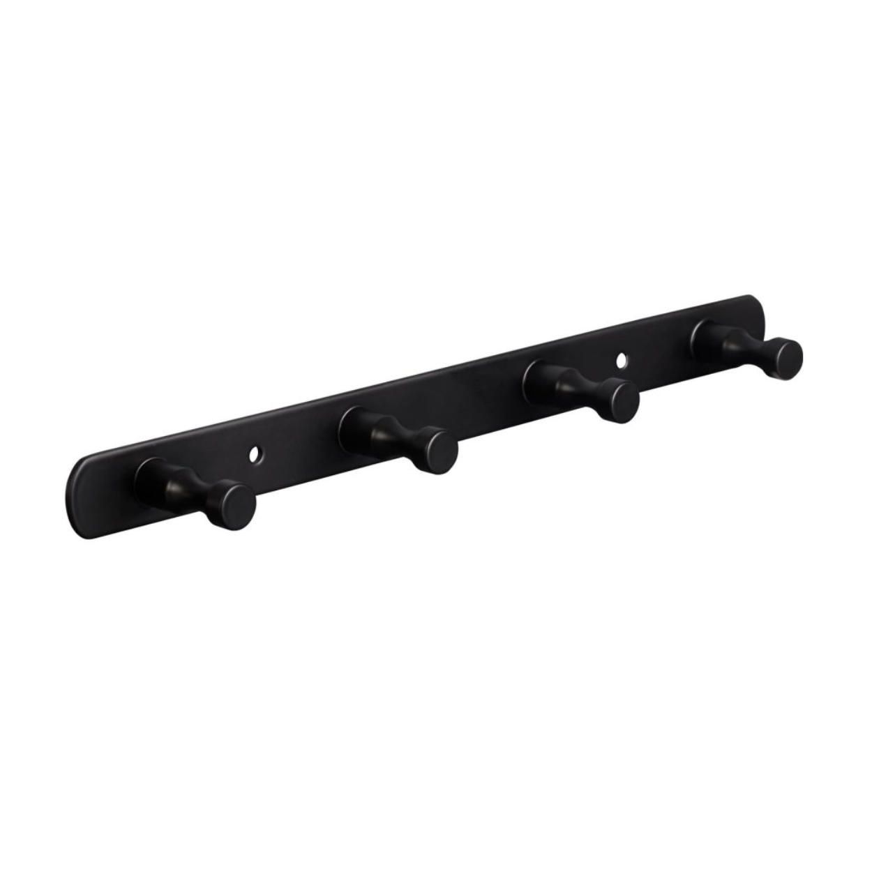 4 Round Hook Rail - Black Stainless Steel