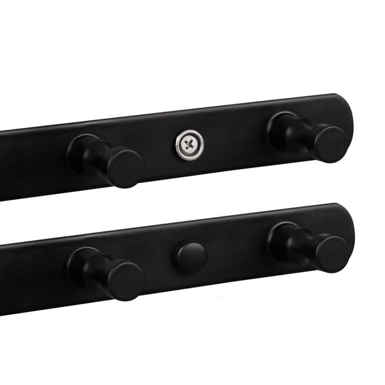 4 Round Hook Rail - Black Stainless Steel