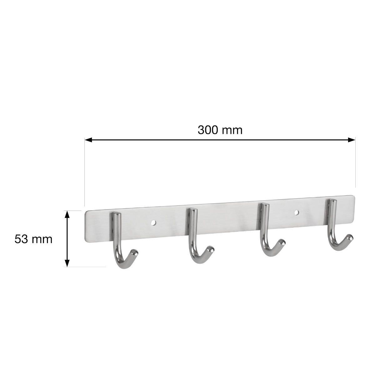 4 Hook Rail - Stainless Steel