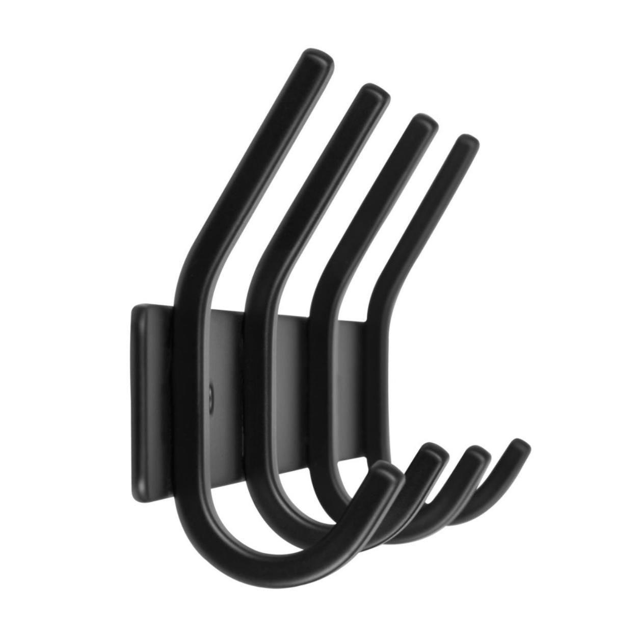 4 Hook Rail - Black Stainless Steel