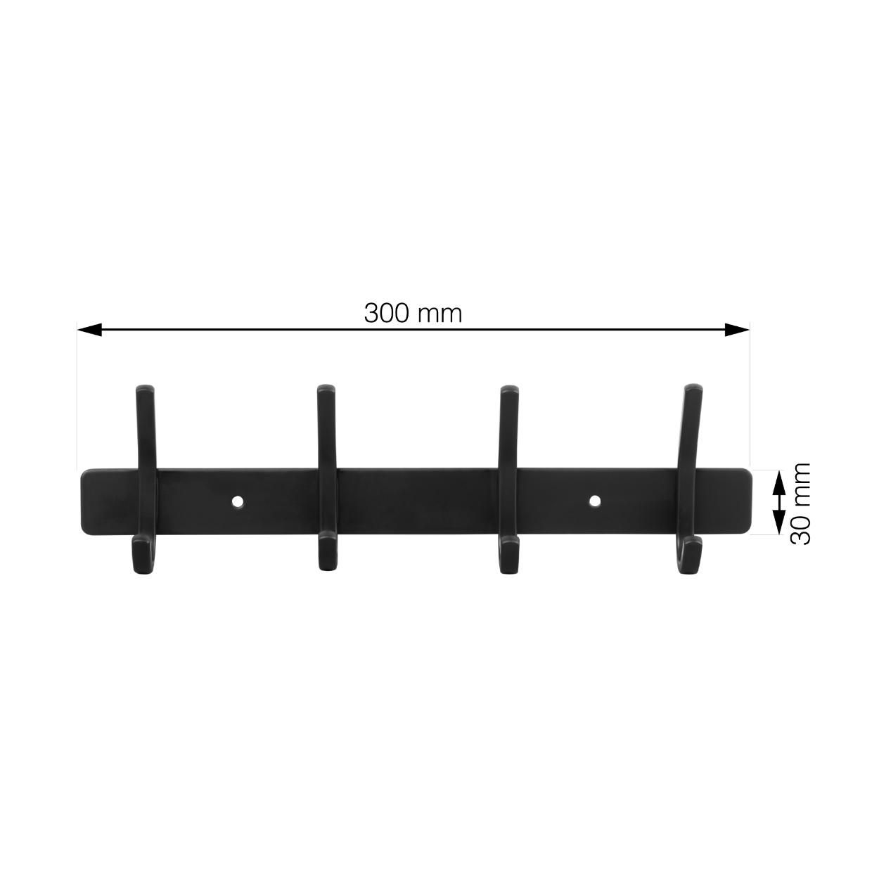 4 Hook Rail - Black Stainless Steel