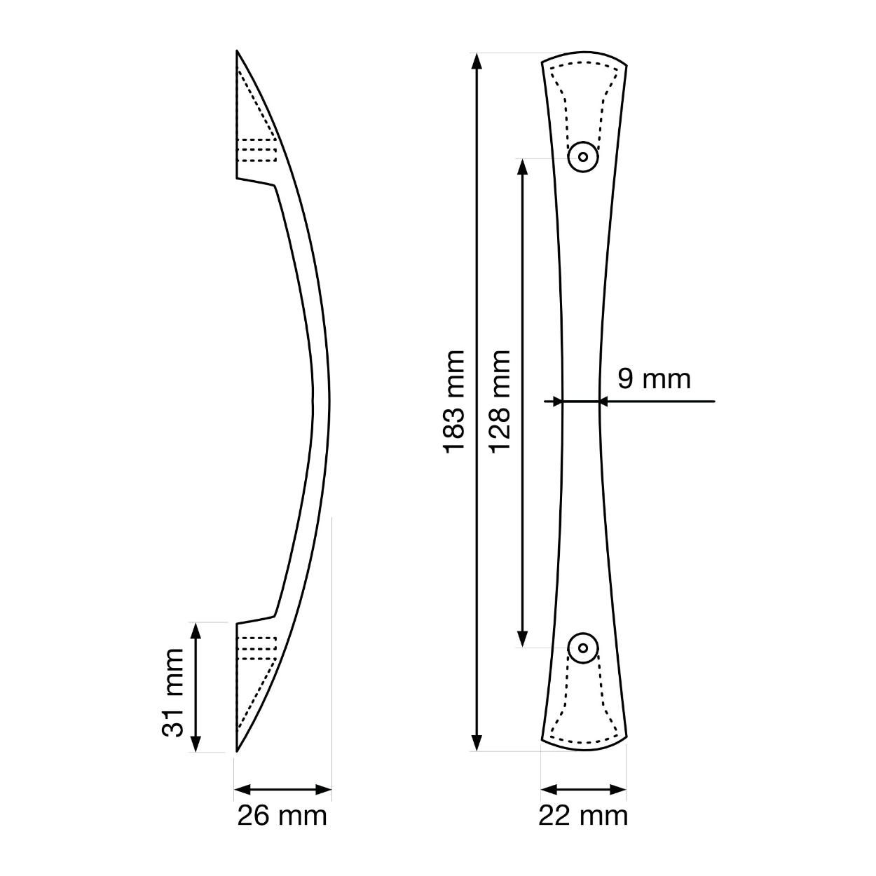 Nevada Handle Matt Black 128mm