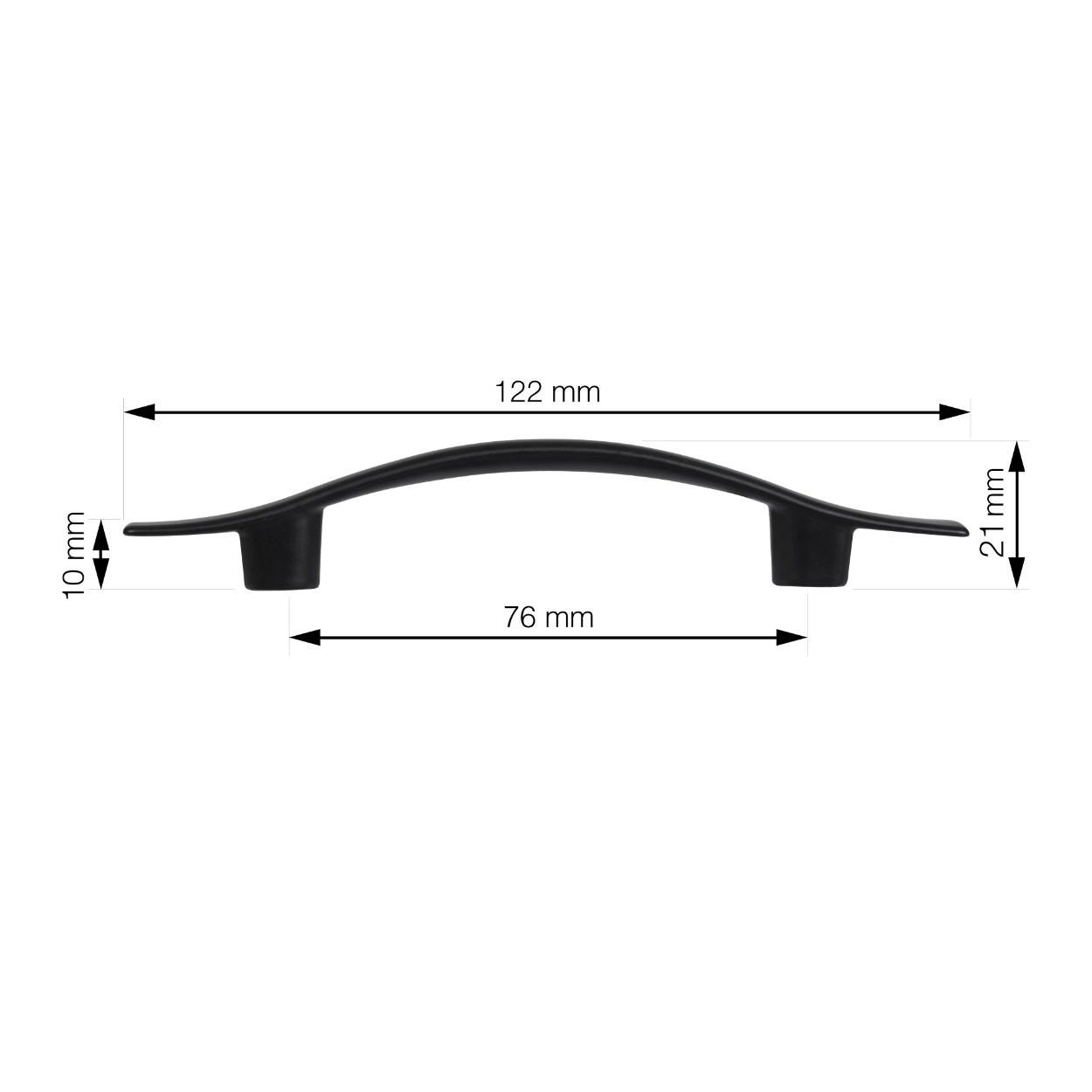 Wausa Handle Matt Black 76mm
