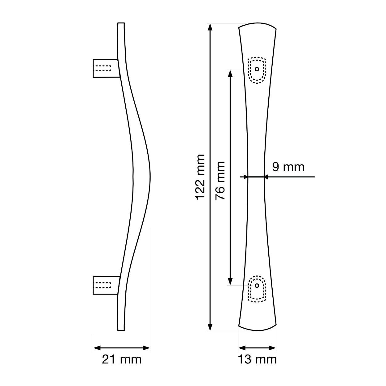 Wausa Handle Matt Black 76mm
