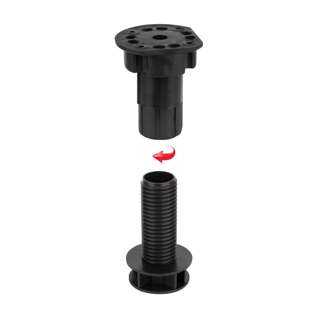 Furniture Leg Adjustable Height Plastic Black