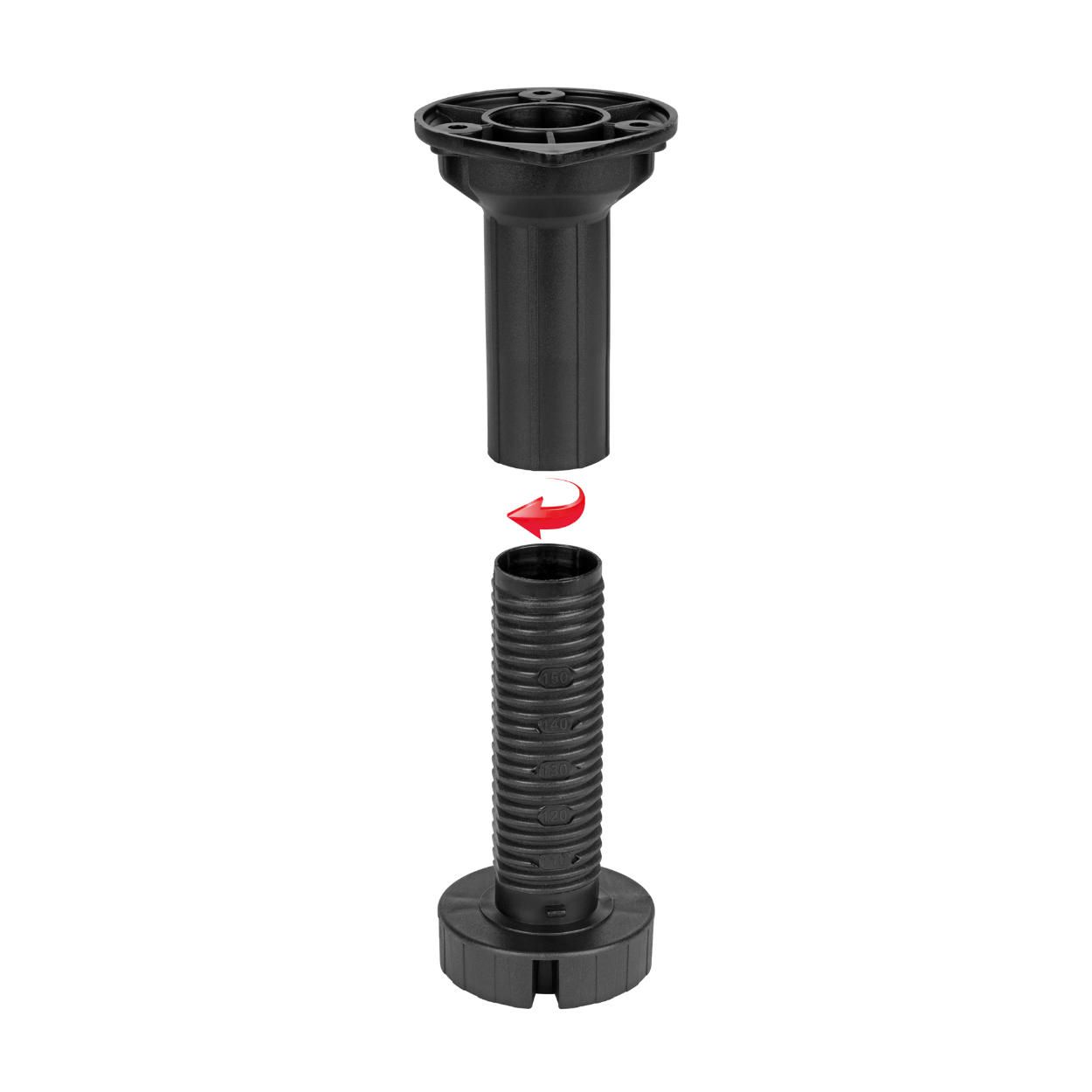 Socket Leg Plastic Black 96-150mm