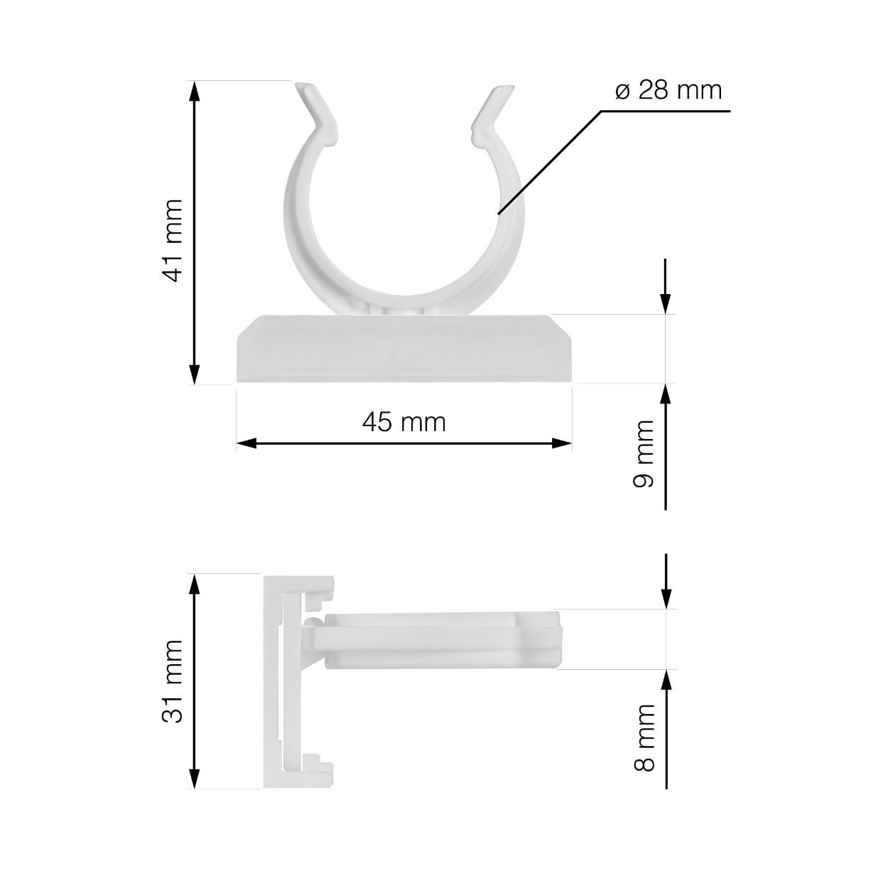 Clip for Furniture Leg Plastic White