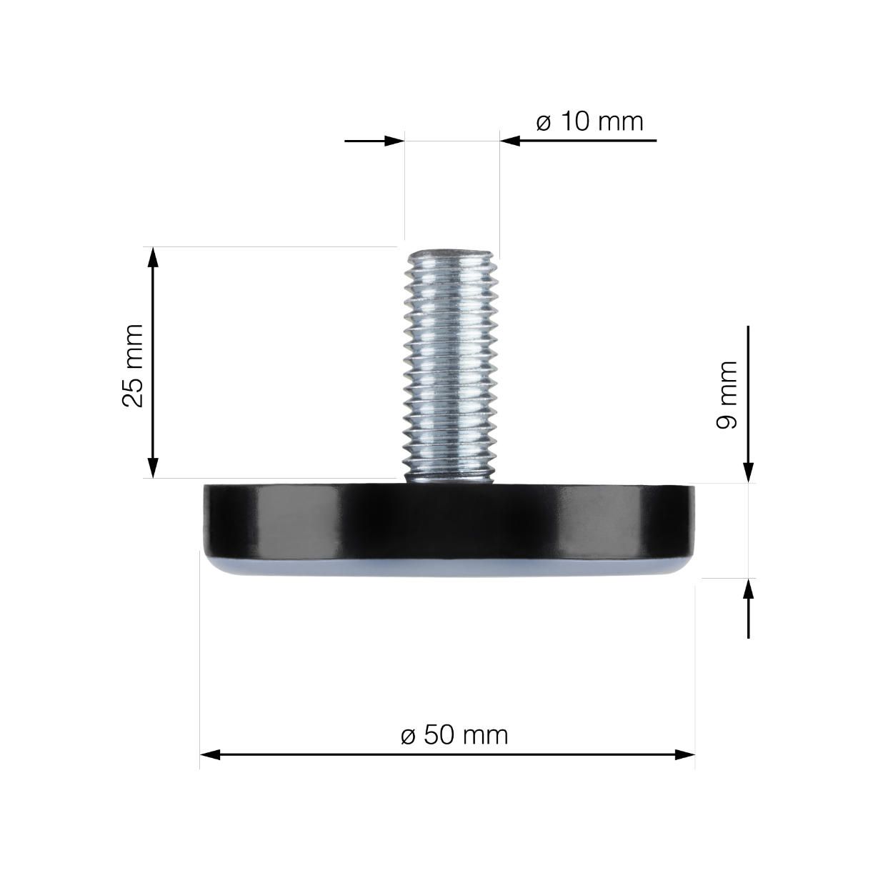 Adjusting Screw with PTFE Base M10x25mm 2Pk
