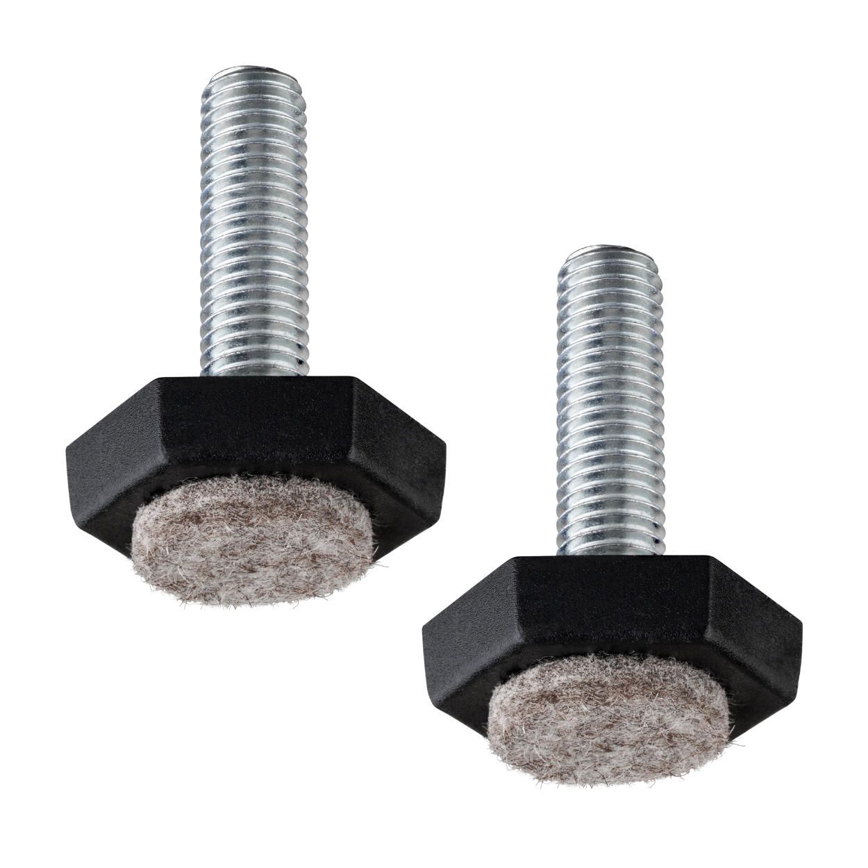 Adjusting Screw with Felt Pad Black M10x35mm 2Pk