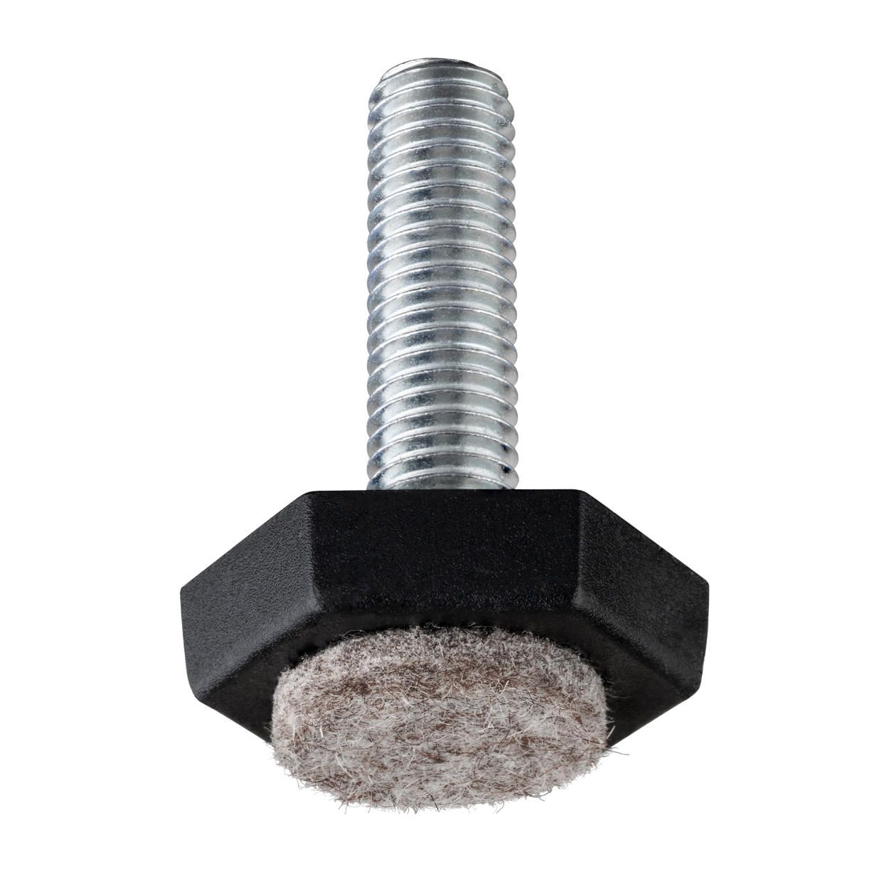 Adjusting Screw with Felt Pad Black M10x35mm 2Pk