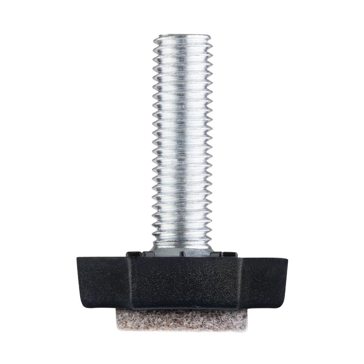 Adjusting Screw with Felt Pad Black M10x35mm 2Pk