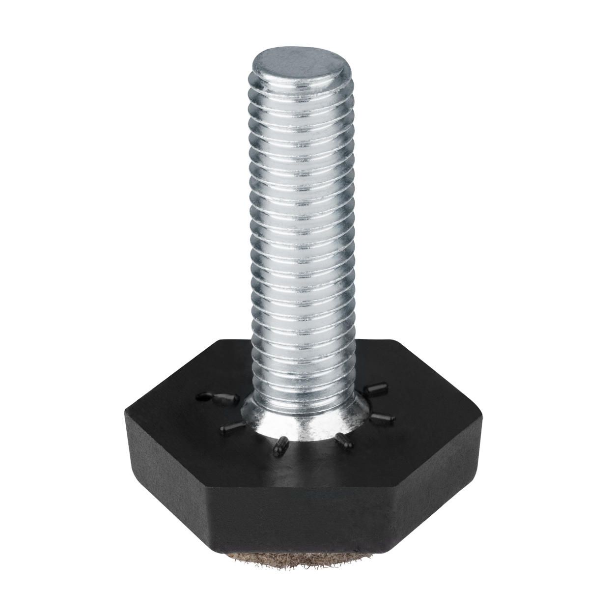 Adjusting Screw with Felt Pad Black M10x35mm 2Pk