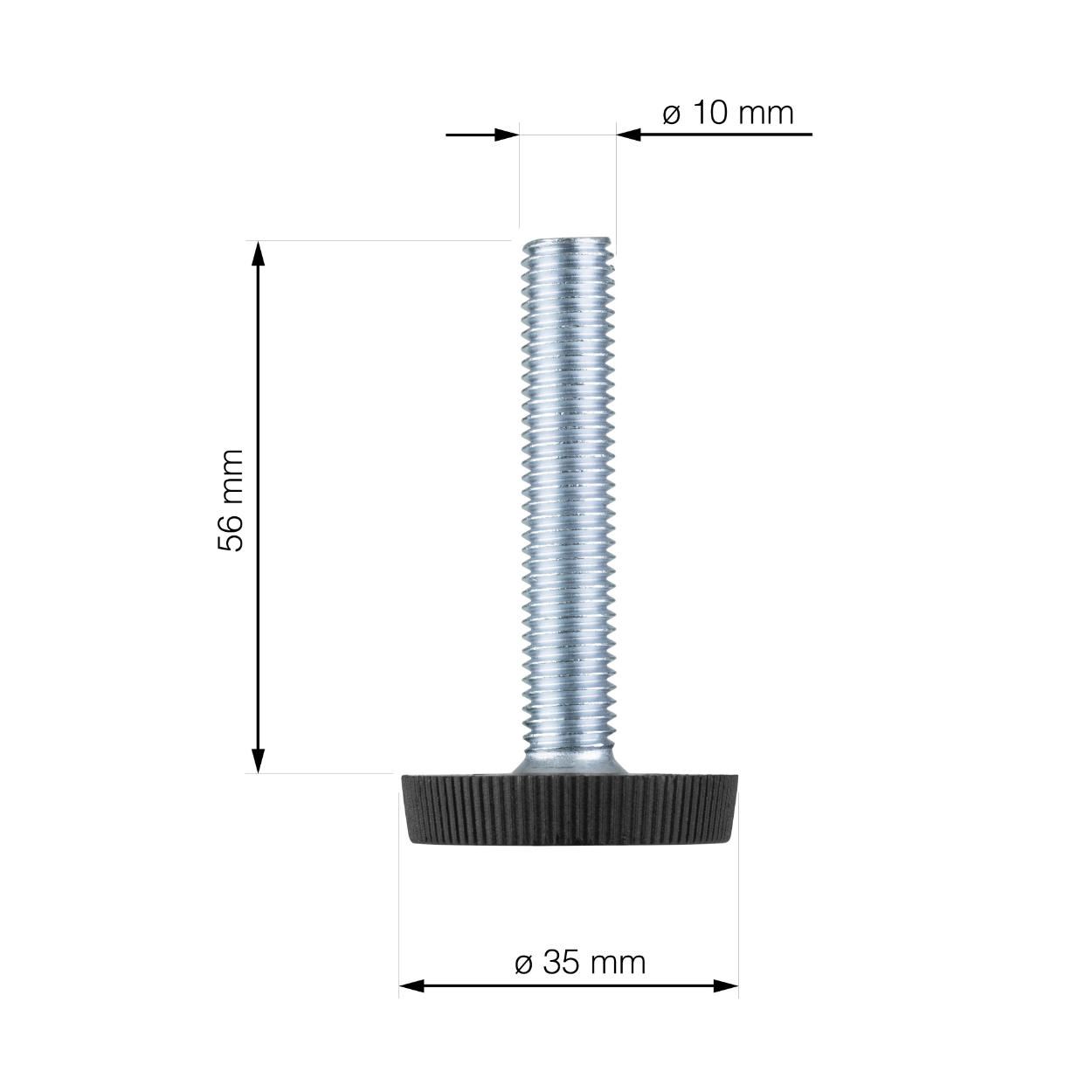 Adjusting Screw Black M10x56mm 2Pk