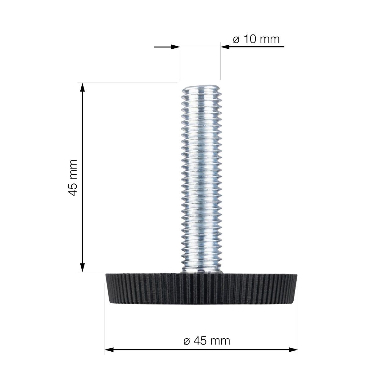 Adjusting Screw Black M10x45mm 2Pk