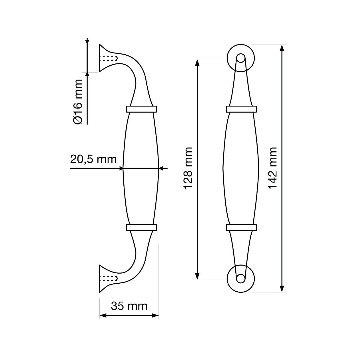 Antique Brass Handle 128mm