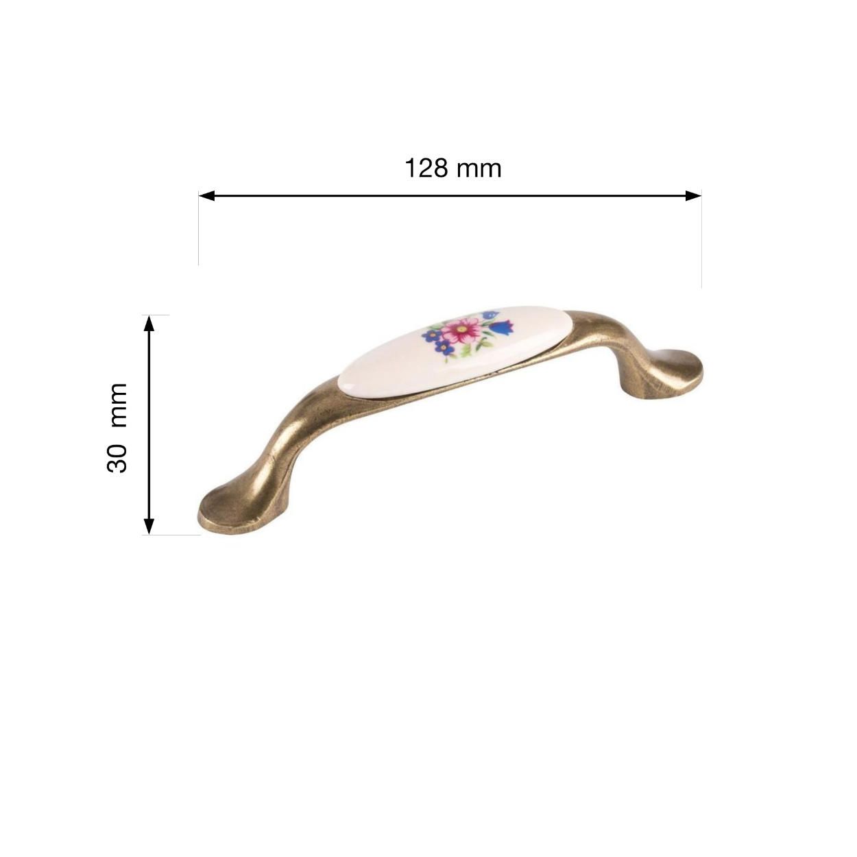 Flower Handle Brass Antique 96mm