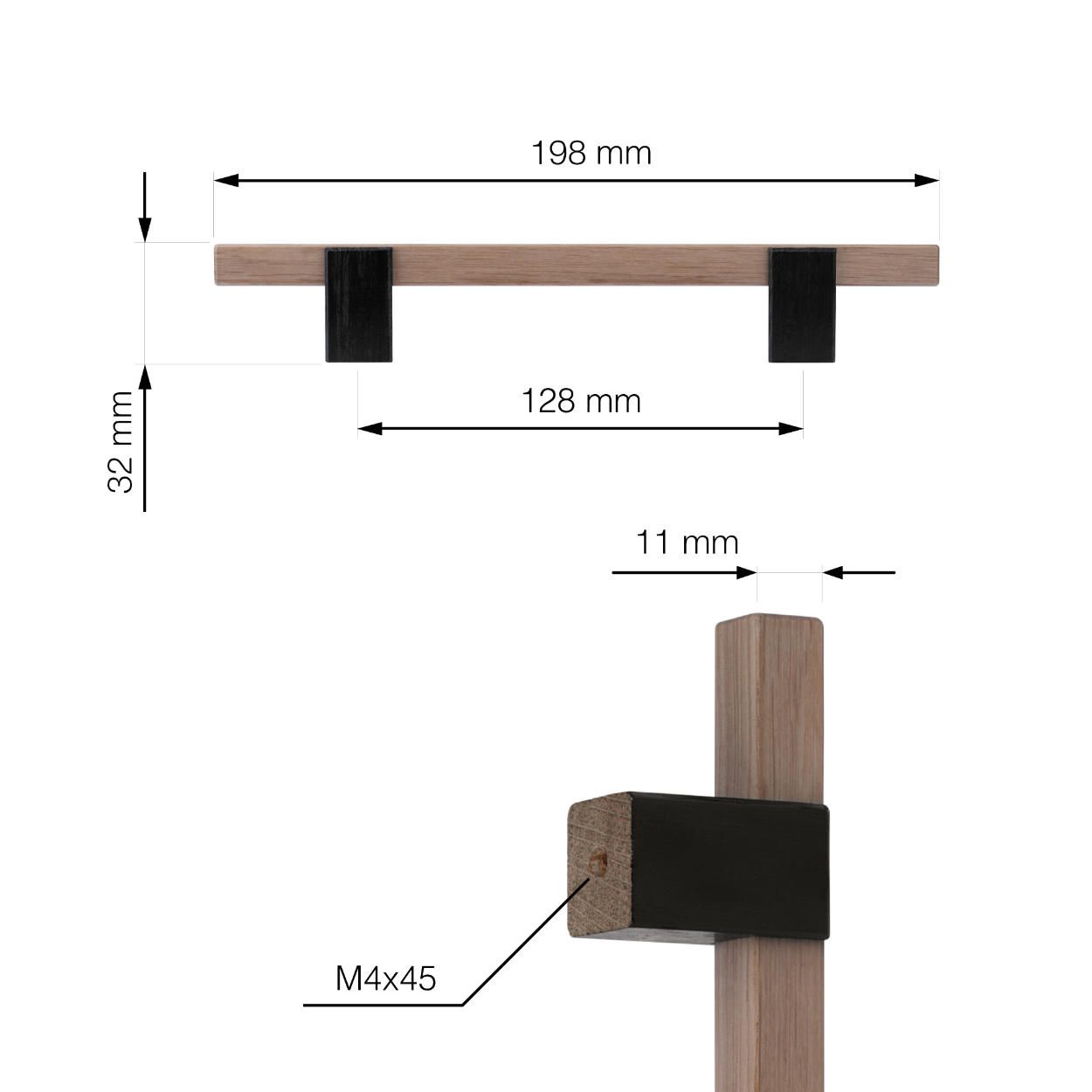 Lorca Handle Natural Oak 128mm