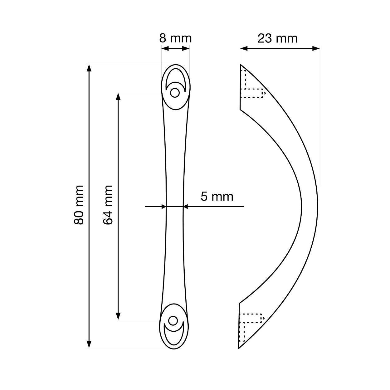 Gitka Handle Matt Nickel 64mm
