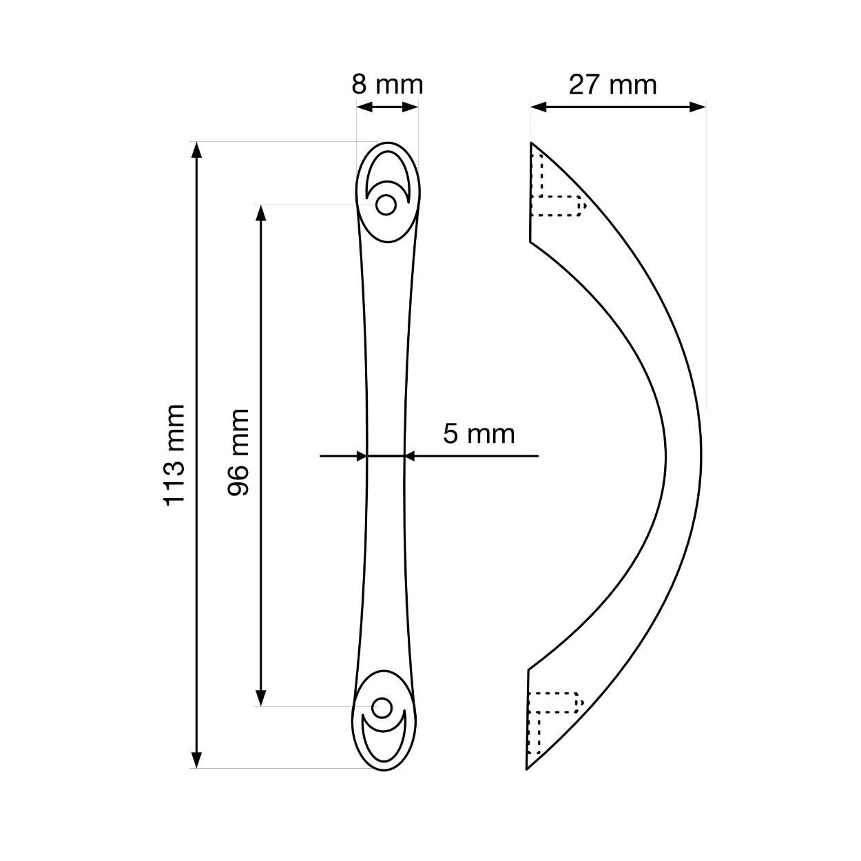 Gitka Handle Black Nickel 96mm