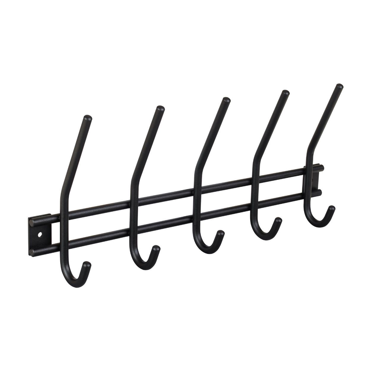 5 Hook Matt Black Hook Rail