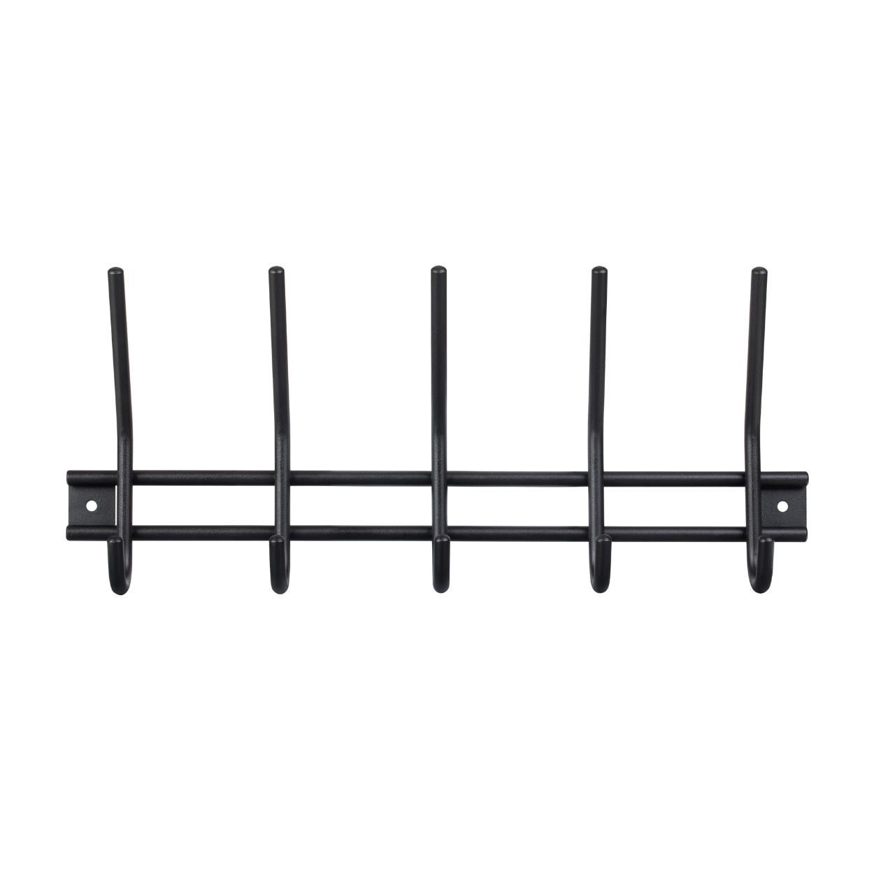 5 Hook Matt Black Hook Rail