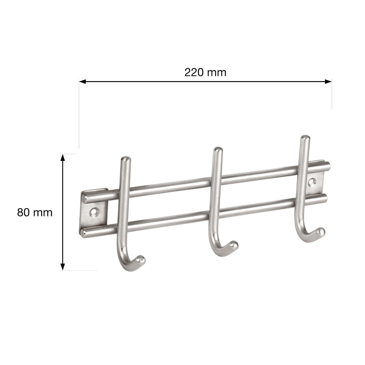 3 Hook Rail Stainless Steel