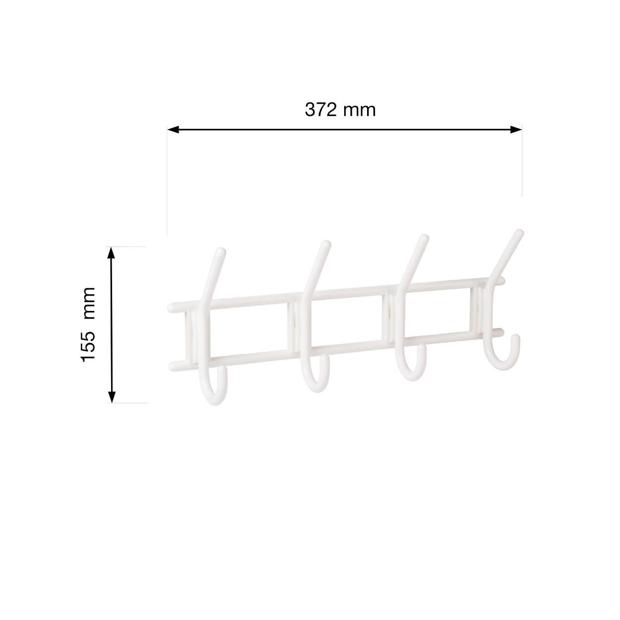 4 Hook Rail Plastic White
