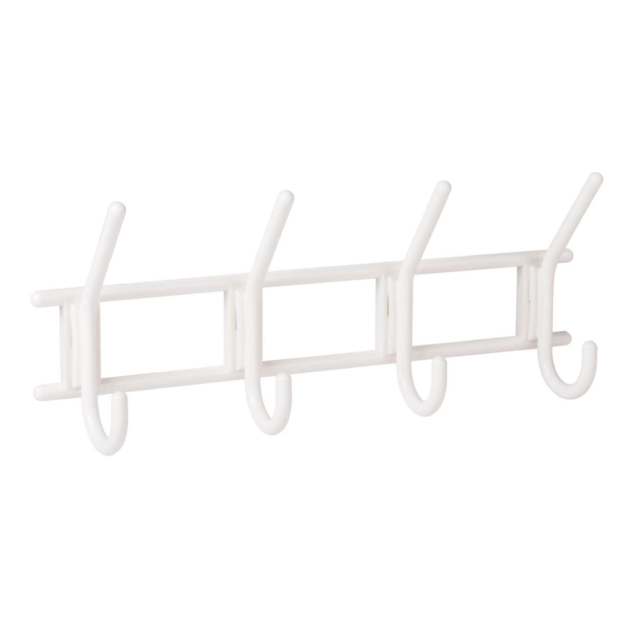 4 Hook Rail Plastic White