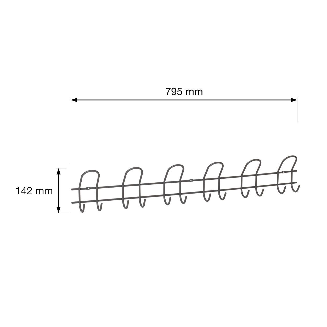 6 Double Hook Rail Grey