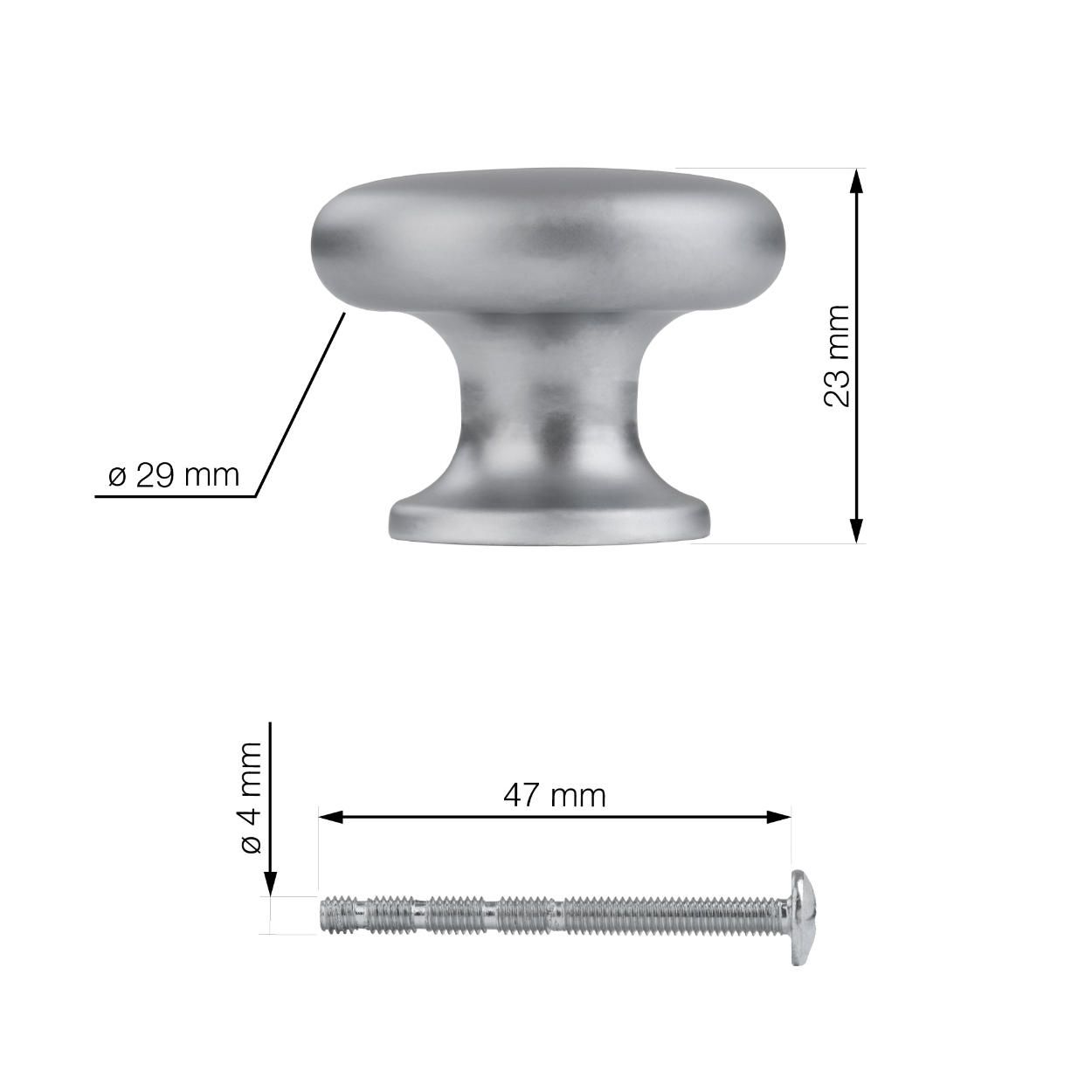 Set of Knobs Matt - Chrome 4 Pack