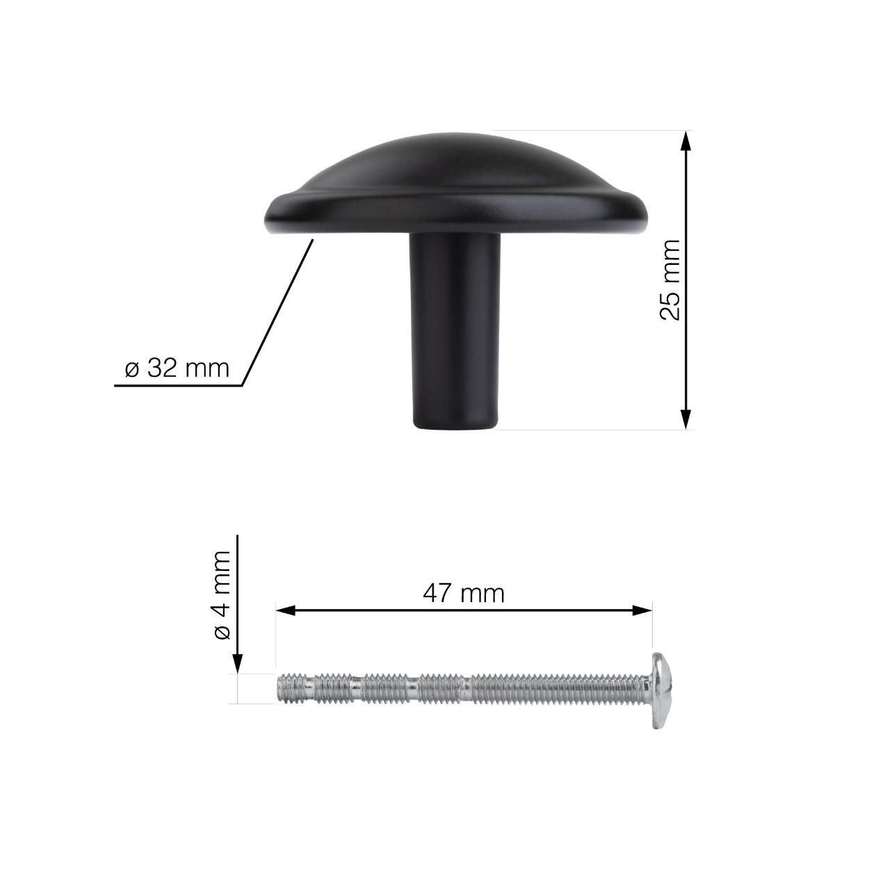 Mali Set of Knobs Black 4 Pack