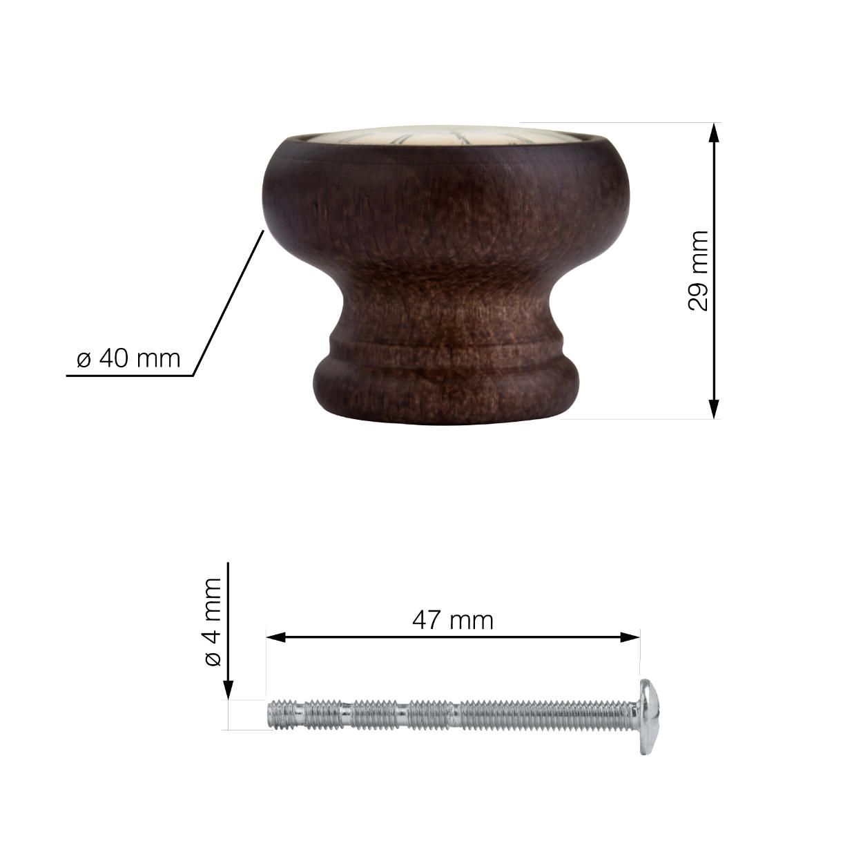 Clock Design Set of Knobs - Walnut 4 Pack