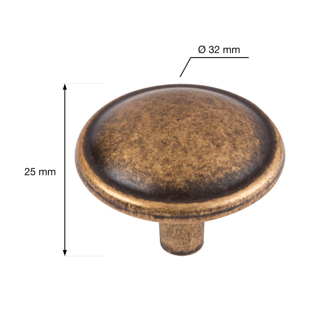 Mali Knob - Antique Brass 32mm