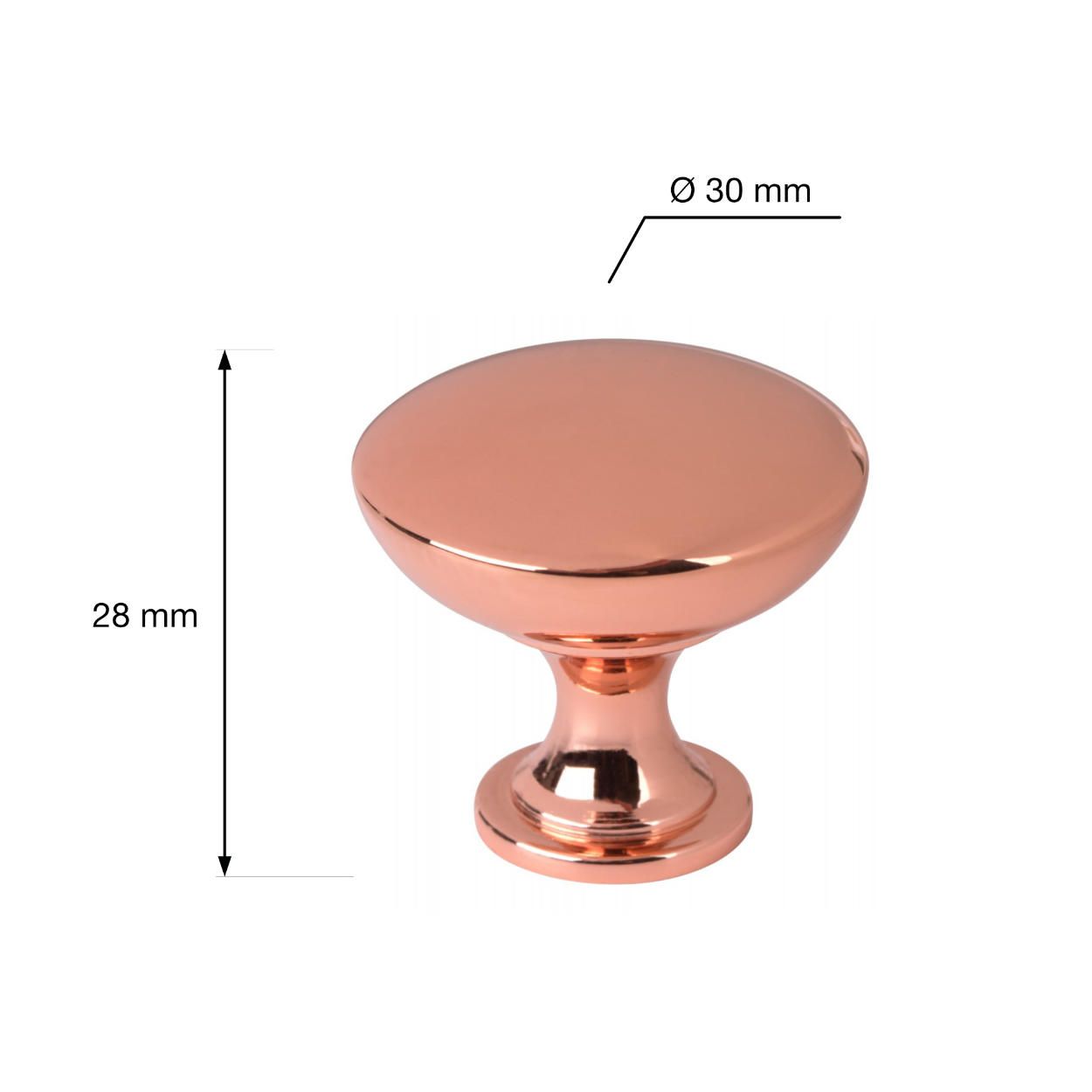 Breda Knob Polished Copper 30mm