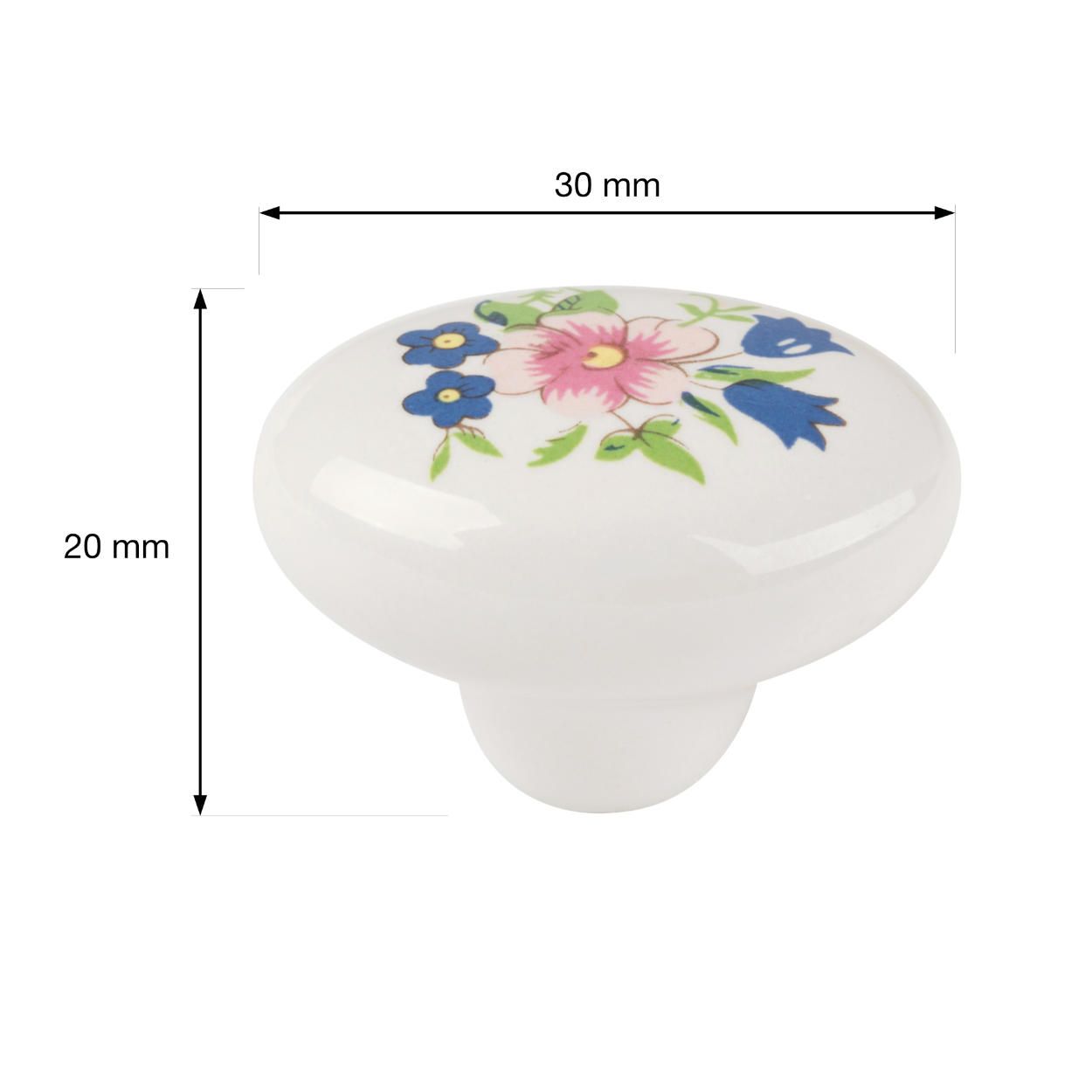 Flowers Knob Porcelain 30x22mm