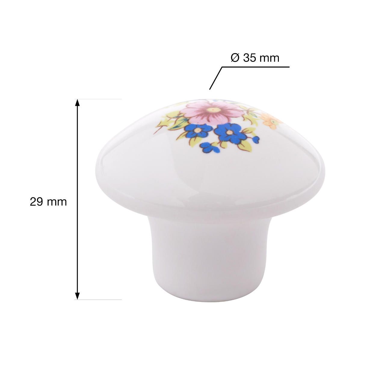Flowers Knob Porcelain White 35mm