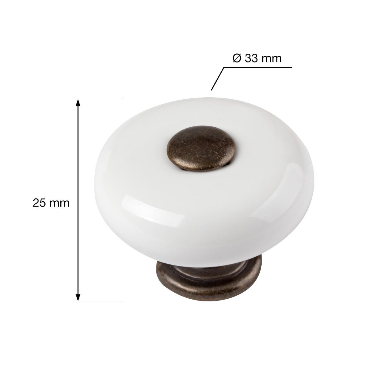 Knob White and Antique 33mm