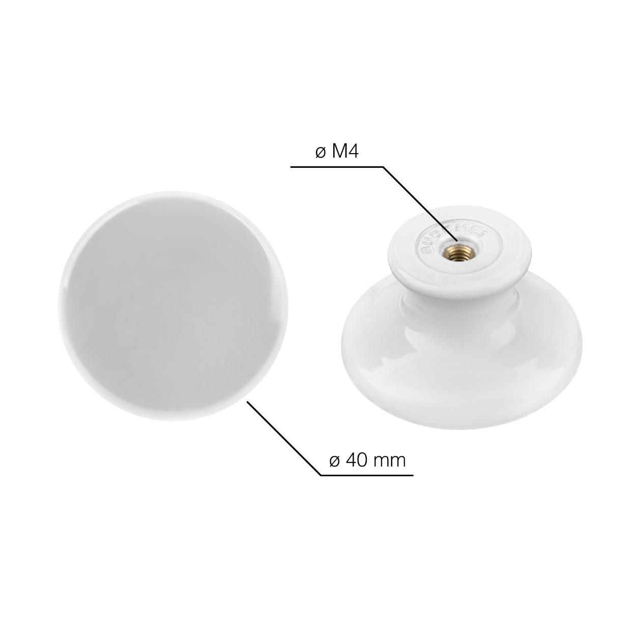 Seol Plastic Knob - White 40mm