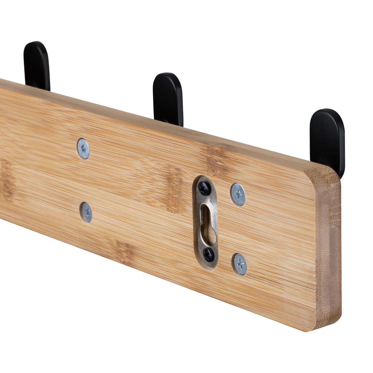 5 Hanger Rail Bamboo & Matt Black - 550x70mm