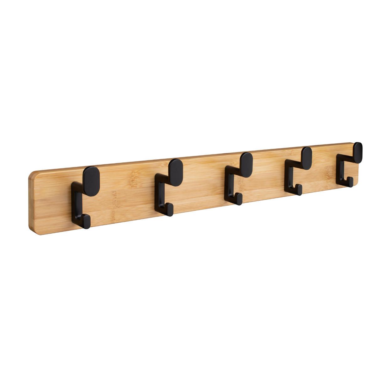5 Hanger Rail Bamboo & Matt Black - 550x70mm